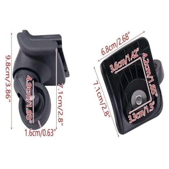 Stem Casters Luggage Casters Wheels 360 Heavy Duty Swivel Replacement - Picture 2 of 10